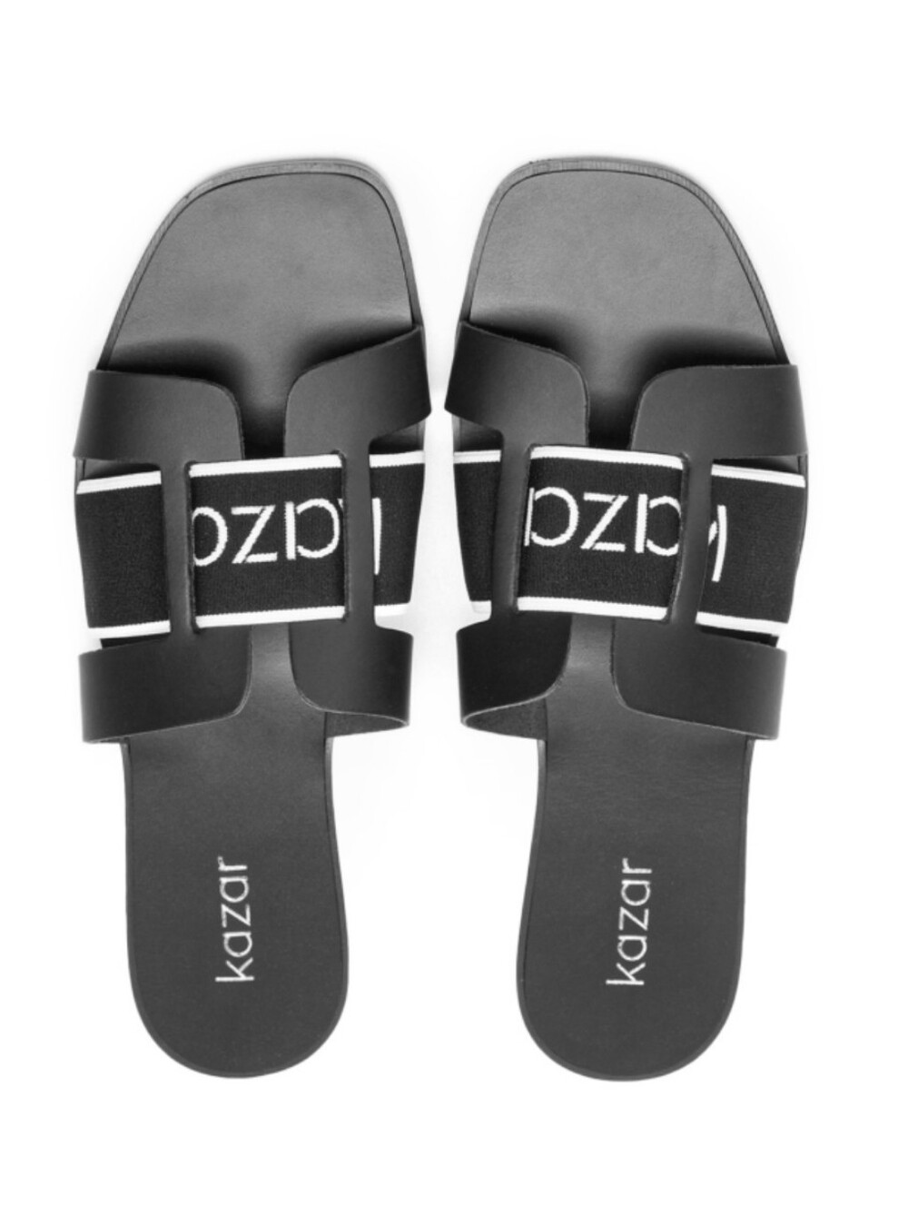Kazar Tasmania Black Slide Sandals with Logo Strap Made In Italy Size 38